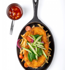 Schnitzel with sweet-and-sour pineapple sauce